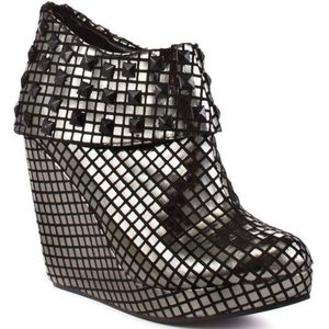 Iron Fist Heavy Metal Silver Pewter Studded Wedges